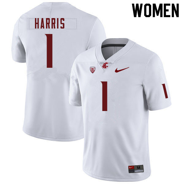 Women #1 Travell Harris Washington Cougars College Football Jerseys Sale-White - Click Image to Close